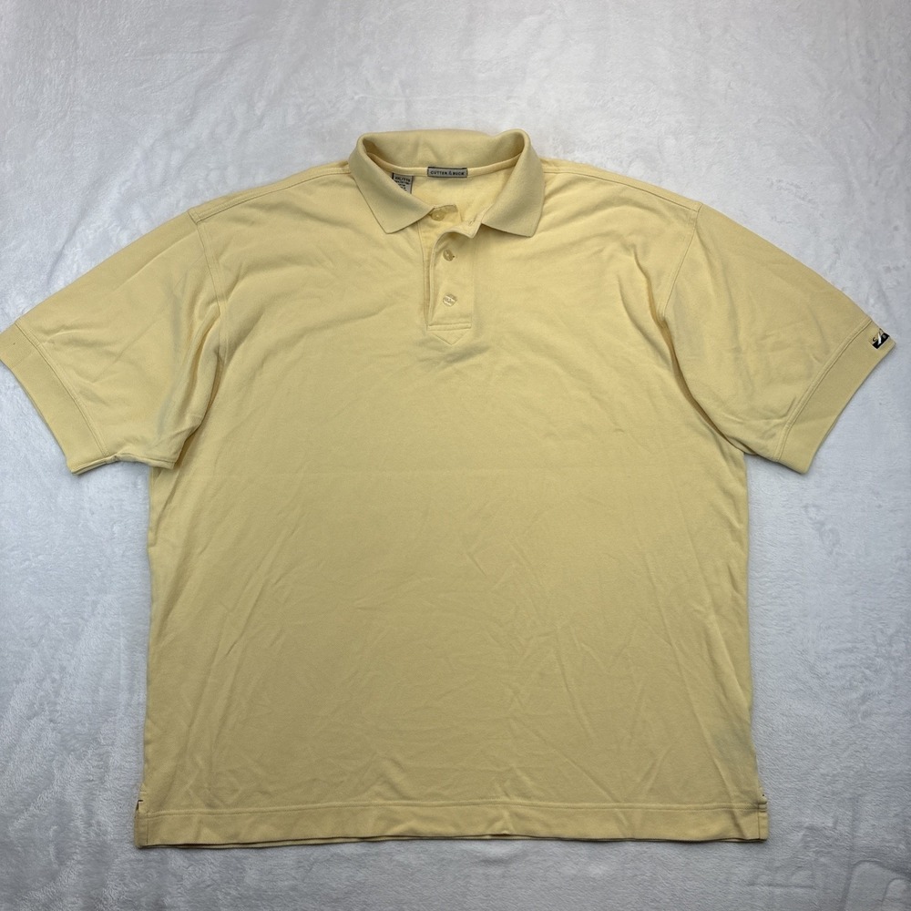 Cutter & Buck Polo Shirt Mens XXL Yellow Pique Cotton Golf Casual